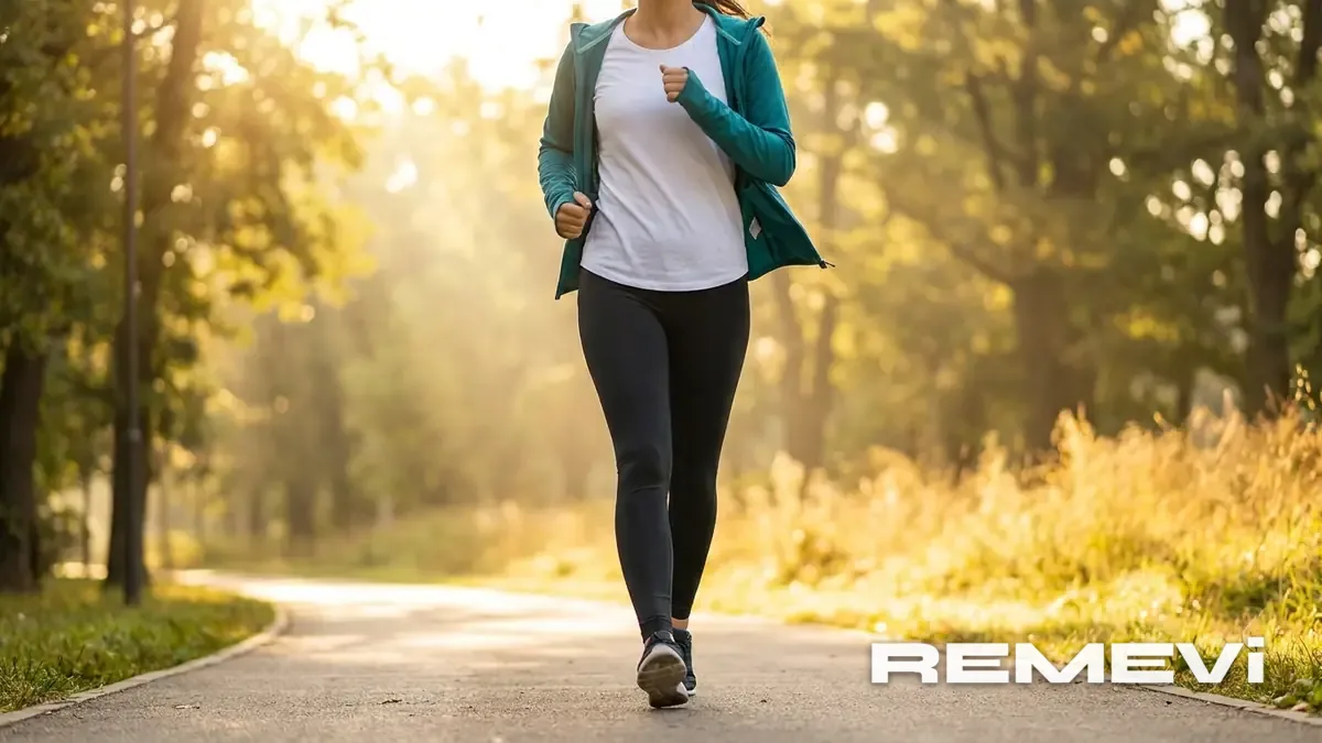 A person walking outdoors on a bright morning, representing semaglutide weight-loss results