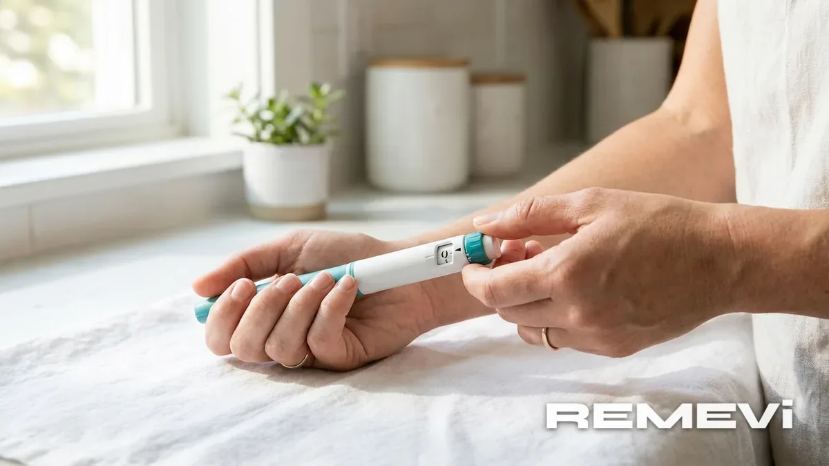 Hands preparing a semaglutide injection pen to get started