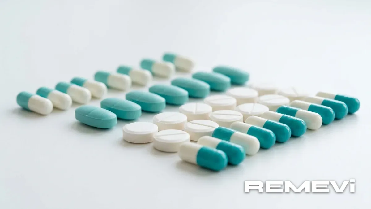 Educational comparison of a berberine supplement capsule and a prescription GLP-1 medication